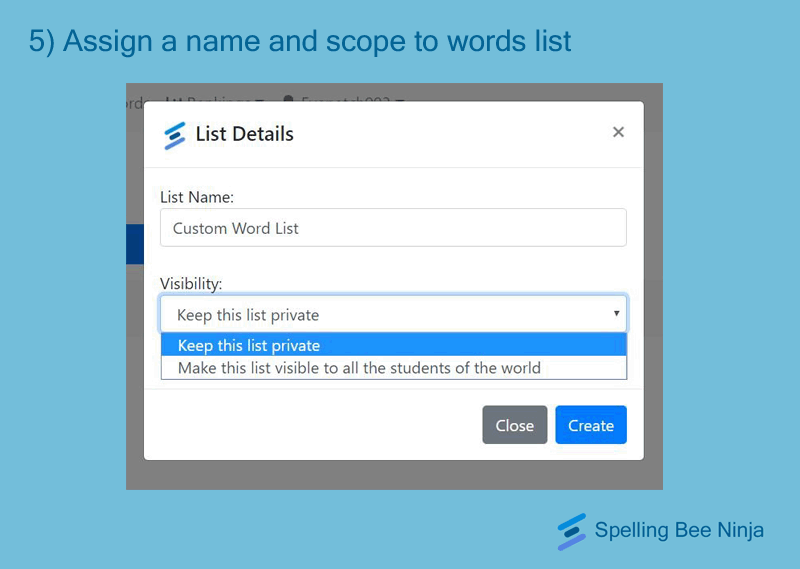 assign a name and scope to words list