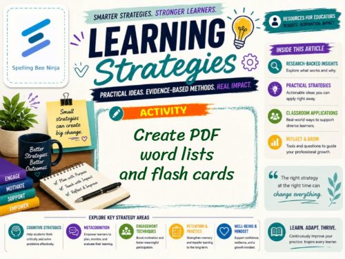 Creating Spelling words lists and flashcards