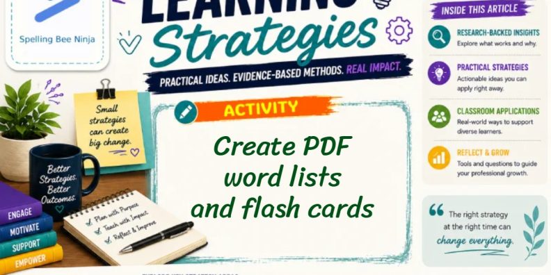 Creating Spelling words lists and flashcards