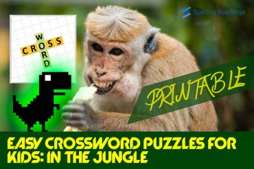 Printable easy crossword puzzle for kids In the Jungle