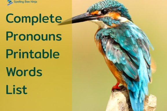 Complete pronouns printable words list.