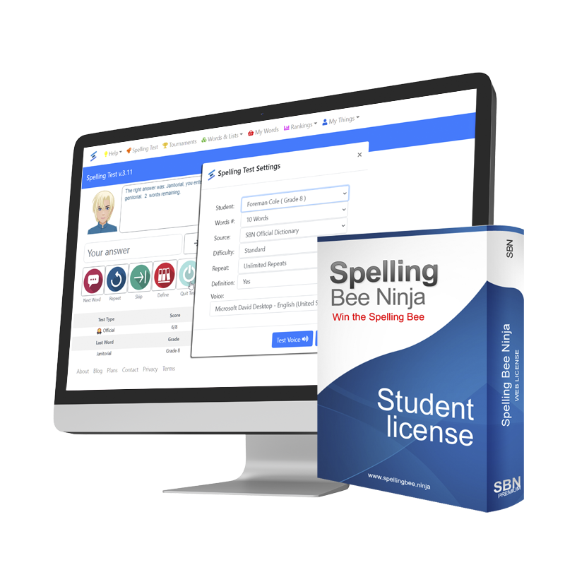 Spelling Bee Training Software Student