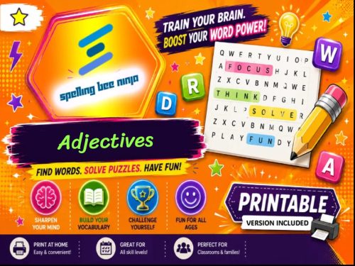 Adjectives word search game