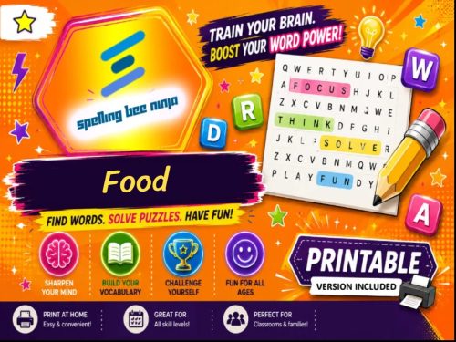Food and Kitchen Word Search game