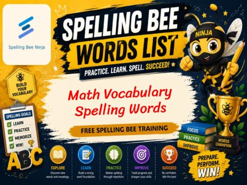 Math Vocabulary Spelling List (Grades 3–6)