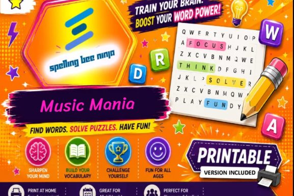 Instruments and Genres Word Search Game