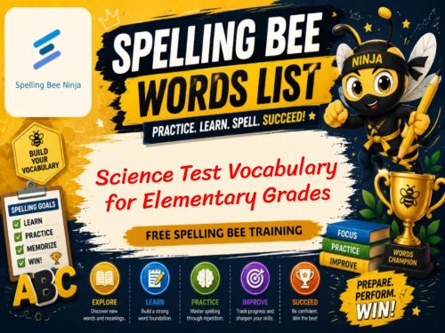 Science Test Vocabulary for Elementary Grades Spelling List