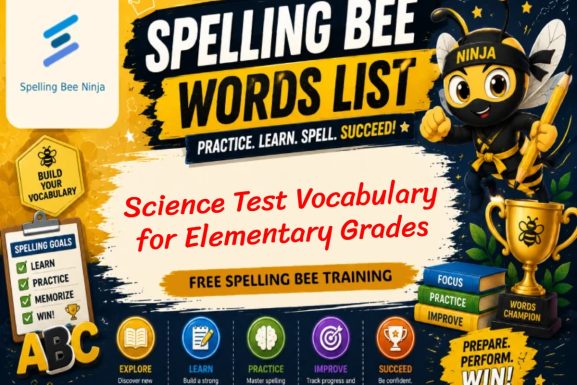 Science Test Vocabulary for Elementary Grades Spelling List