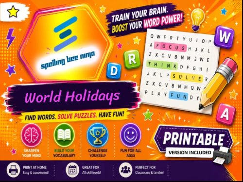 World Holidays Word Search Game