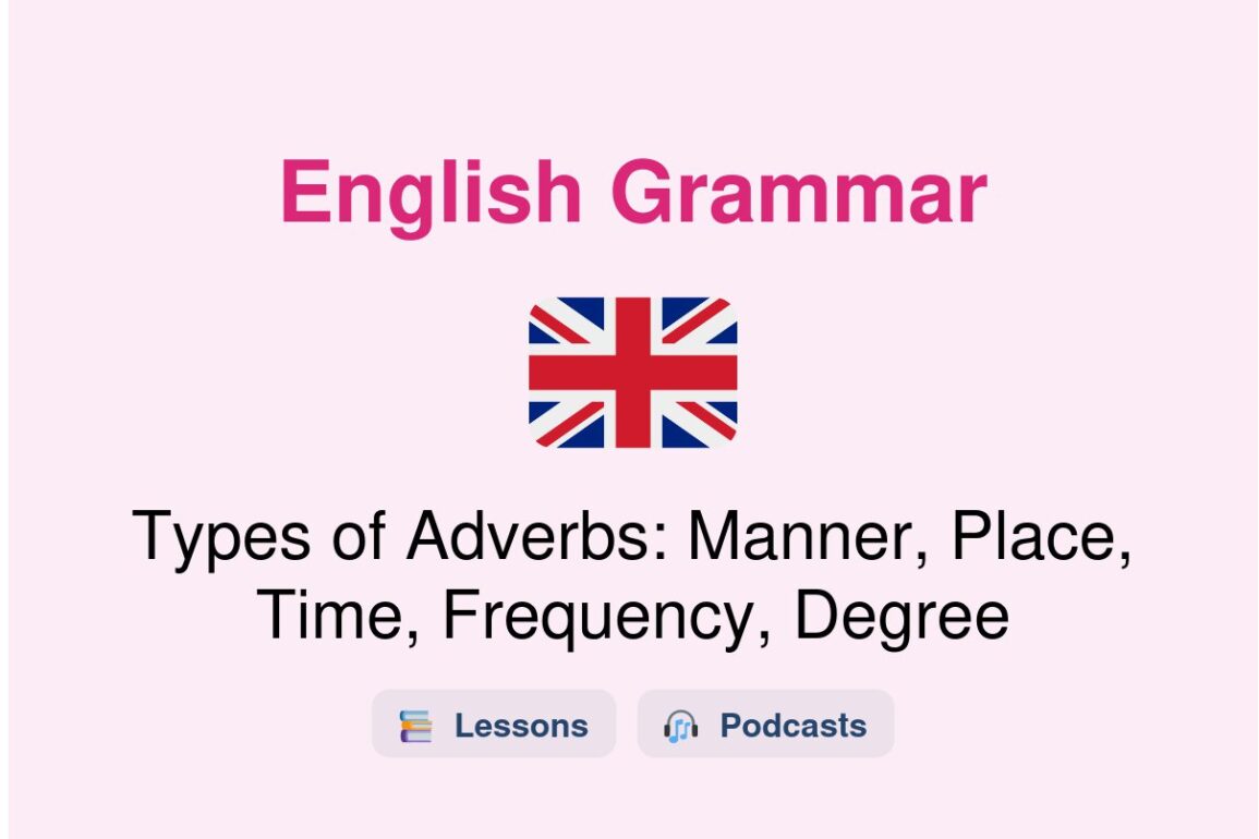 ✈️ Types of Adverbs: Manner, Place, Time, Frequency, Degree