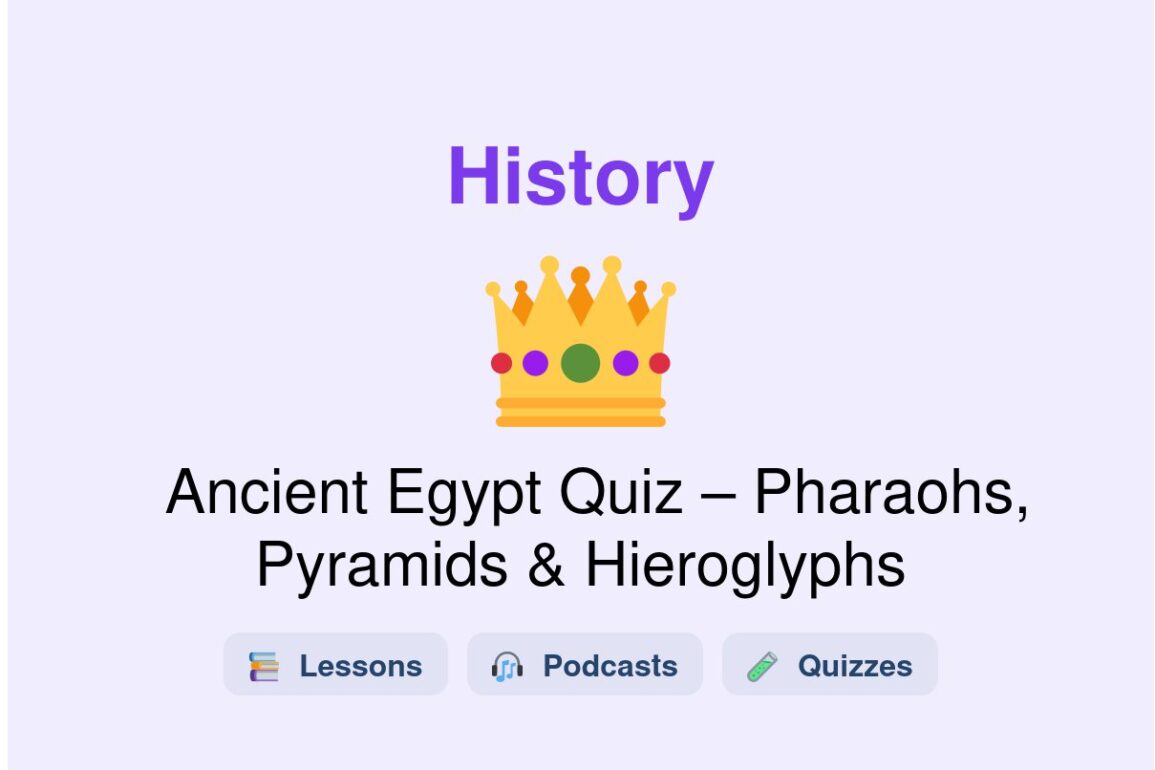 🎓 Ancient Egypt Quiz – Pharaohs, Pyramids & Hieroglyphs