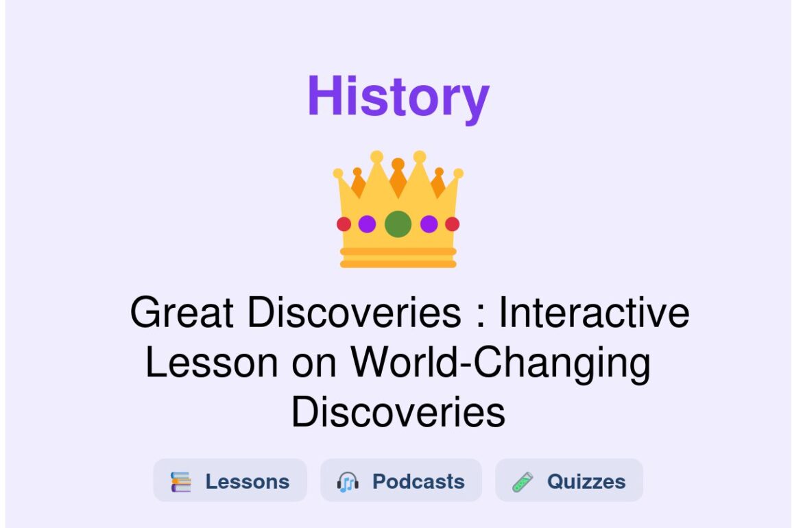 🎓 Great Discoveries : Interactive Lesson on World-Changing Discoveries
