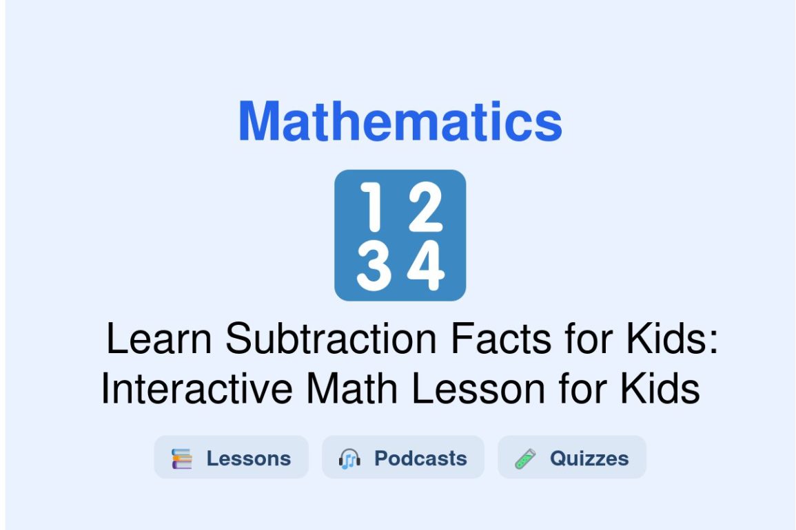 🎓 Learn Subtraction Facts for Kids: Interactive Math Lesson for Kids