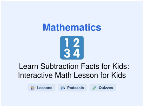 🎓 Learn Subtraction Facts for Kids: Interactive Math Lesson for Kids