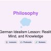 🎓 German Idealism Lesson: Reality, Mind, and Knowledge