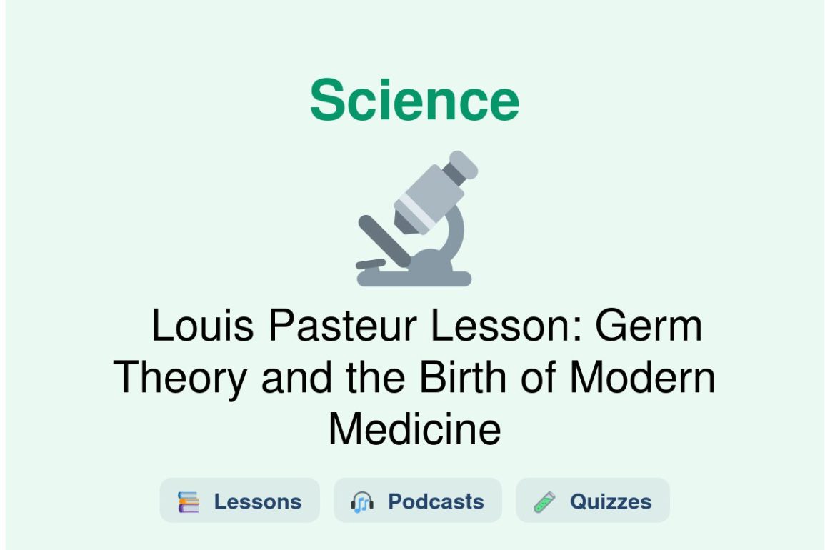 🎓 Louis Pasteur Lesson: Germ Theory and the Birth of Modern Medicine