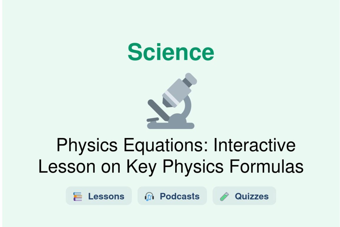 🎓 Physics Equations: Interactive Lesson on Key Physics Formulas